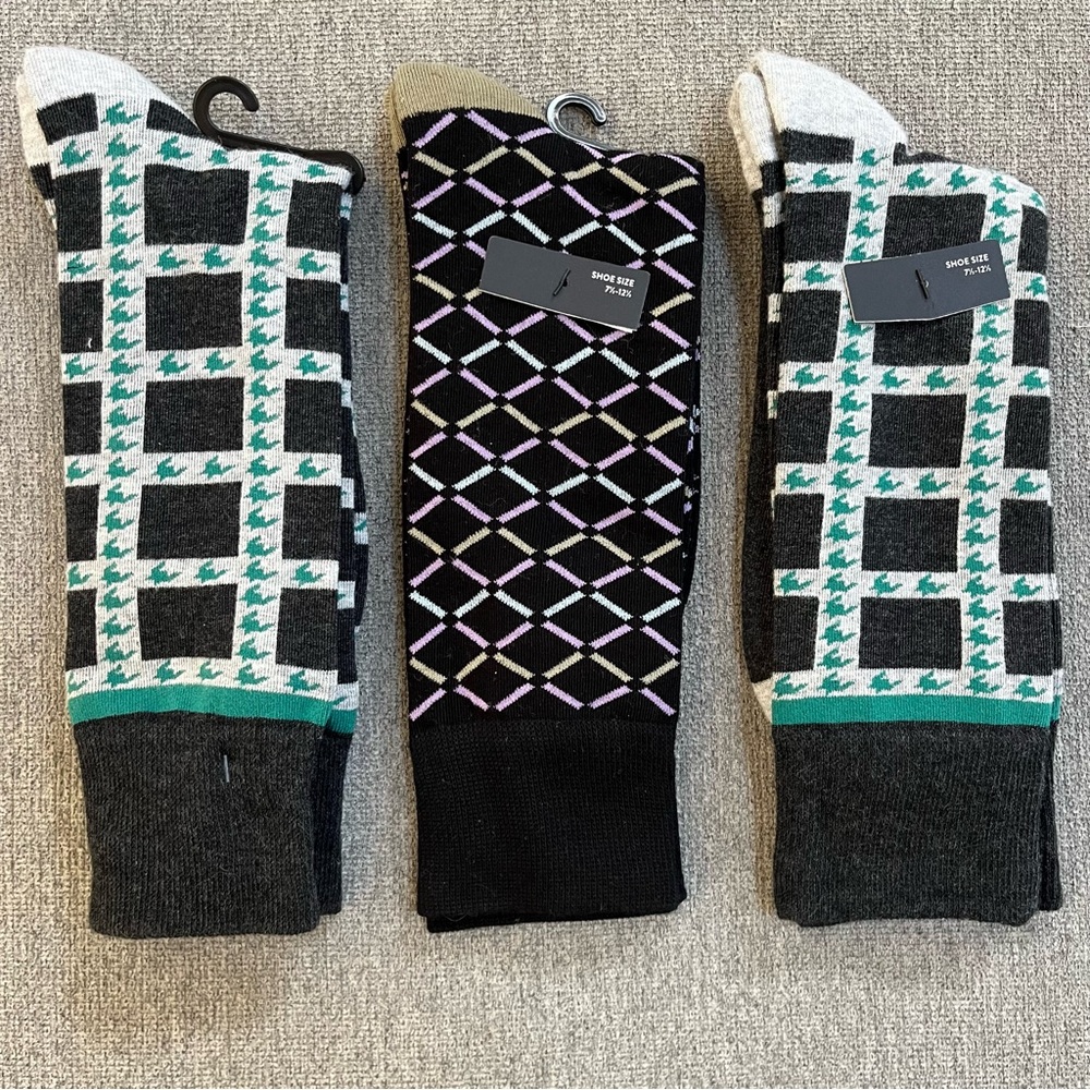 Nordstrom Men’s Patterned Socks Lot of 3 NWOT Dressy Fun Prints